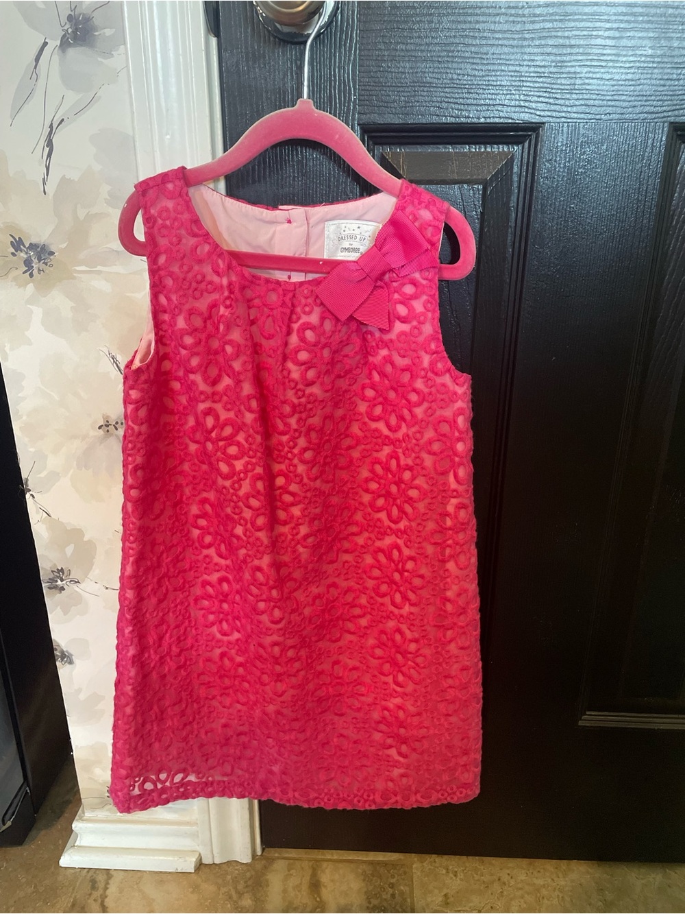 Gymboree Hot Pink Floral Lace Dress with Bow